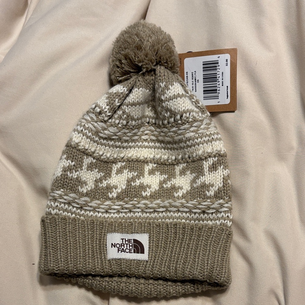 The North Face womens' Brown and Cream Knit Beanie